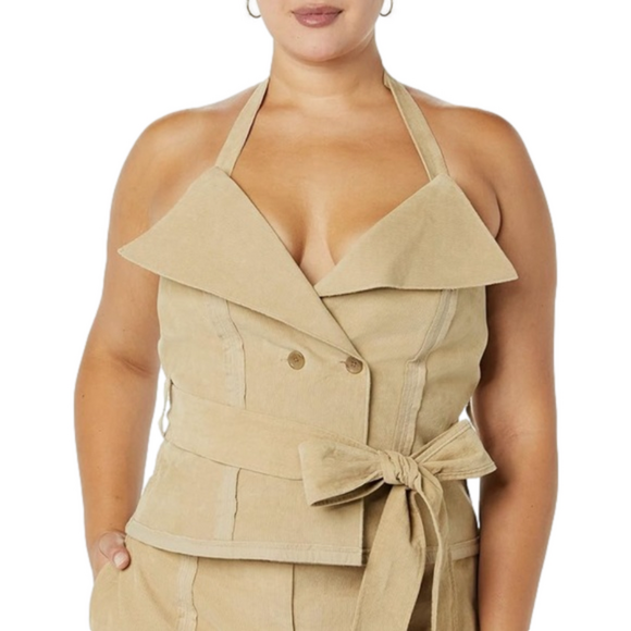 Making The Cut Tops - Making the Cut Deconstructed Strapless Corset halter Top size XXS corduroy